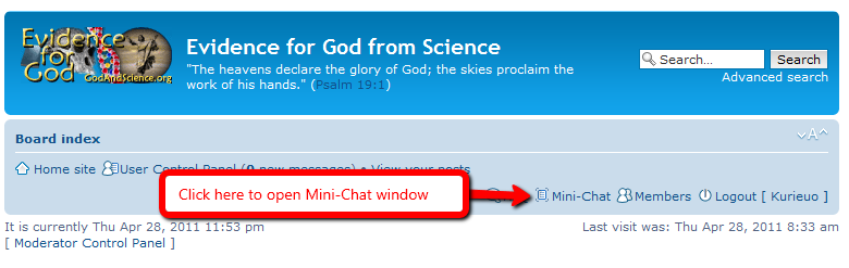 Mini-Chat link at top of page